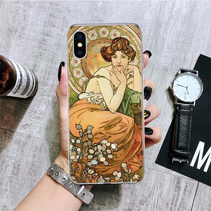 

Alfons Mucha Primavera Phone Case For iPhone 17 Air 16 15 Plus 11 14 Pro Max 13 Mini 12 7 8 + SE Pattern Art Customized Cover 17 iPhone 17