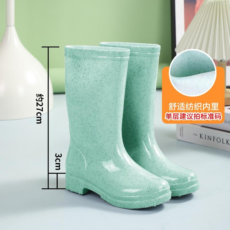 Fleece warm medium tube adult rain shoes rain boots women s thickened work waterproof shoes adult treading work overshoes 36