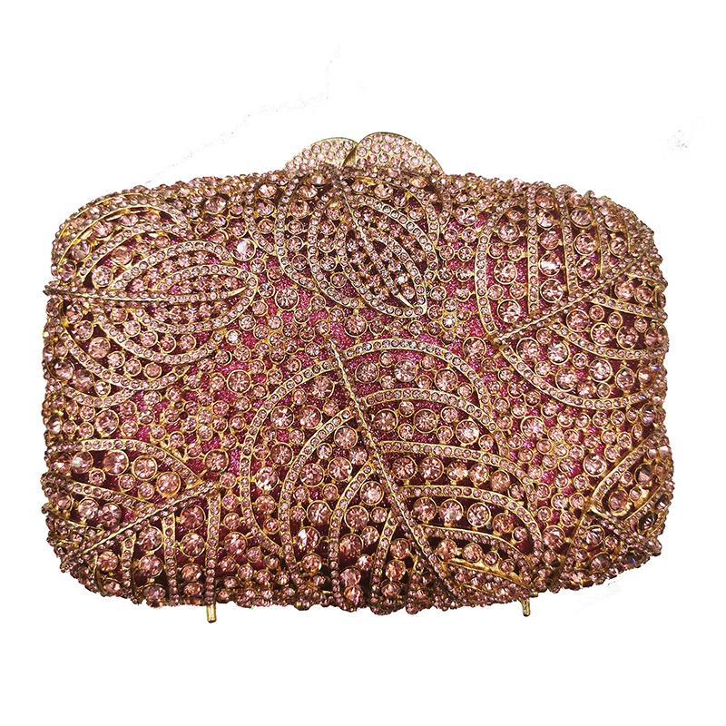 White Clear Crystal Evening Wedding Bag Big Leaves Rhinestone Women Bridal Formal Clutches Lady Party Dinner Handbag Prom Purses