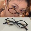 1/2pcs Retro Oval Frame Anti-Blue Light Glasses Sweet Cool Girl Leopard Y2K Eye Glasses Vintage Simple Women Glasses Eyewear