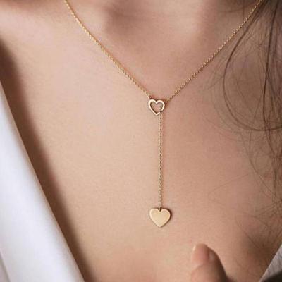 Trendy Heart Pendant Necklace - Elegant Hollow Love Design On a Simple Clavicle Chain