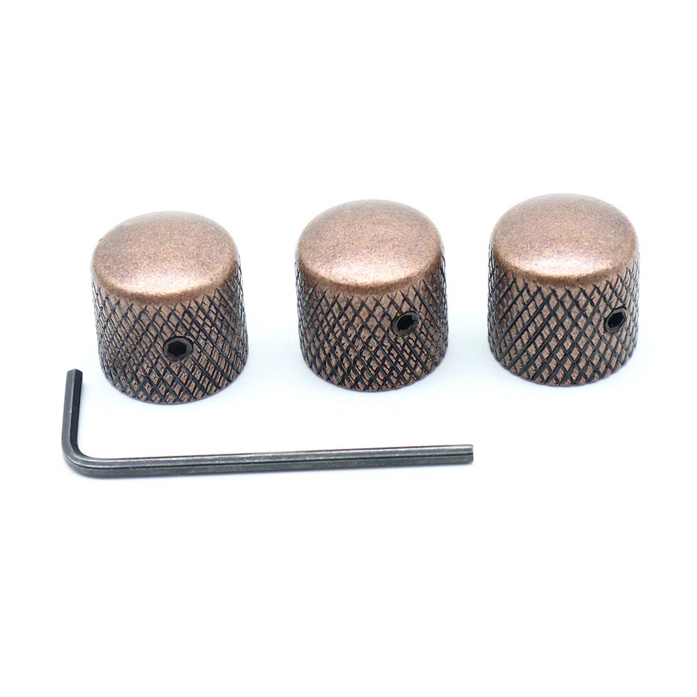 

3pc/4pc 6mm Metal Dome Tone Guitar Volume Tone Knobs Potentiometer Control Knobs with Wrench For Electric Guitar Bass Red Copper