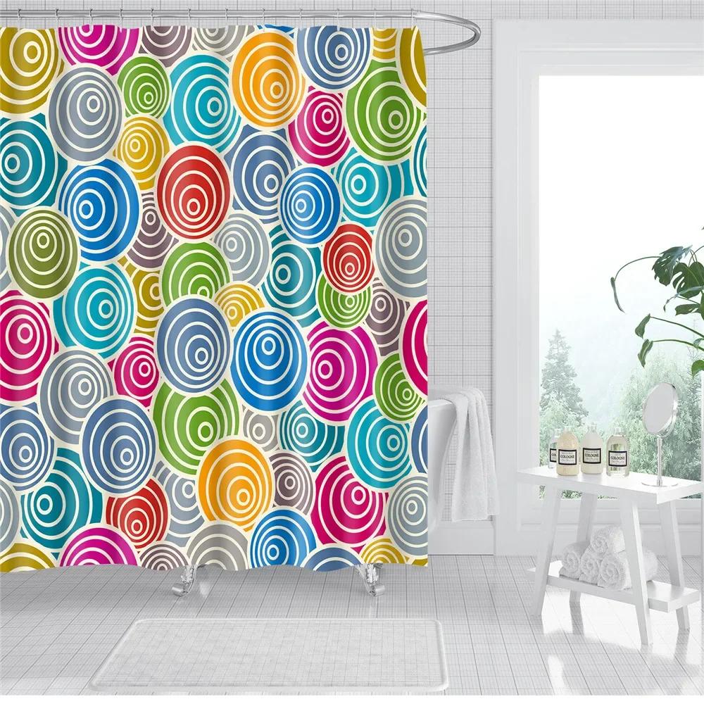 Abstract Geometric Stripes Printing Shower Curtains Home Hotel Bathroom Decoration Bath Curtains Waterproof Bathroom Curtains