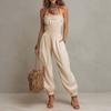 Mono de Lino y Algodón Estilo Bohemio con Cuello Halter Mangas de Farol para Mujer 2026