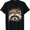 Raccoon T Shirt Floral Face Trash Panda Lover Vintage Stylish Breathable Homme Comfortable Versatile Slightly