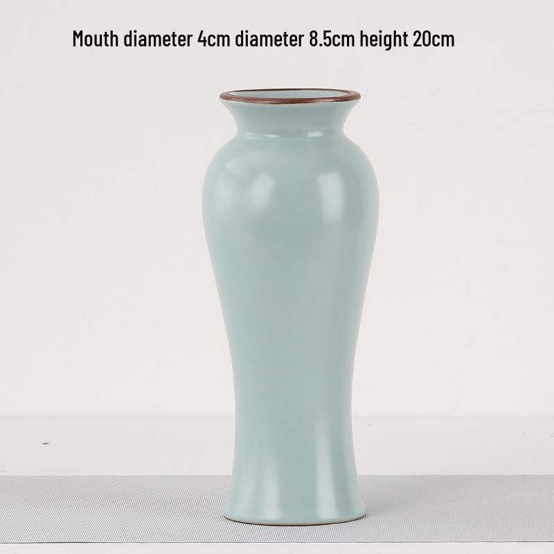 Elegant Celadon Vase: Classical Ru Kiln Ceramic for Hydroponic Flower Arrangements and Living Room Decor