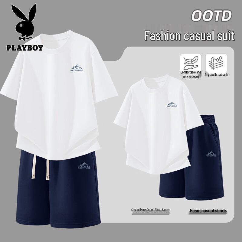 Playboy Men s 2026 Summer Casual Short Sleeve Shorts Set M