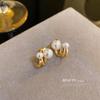 Korean metallic pearl stud earrings C-shaped design earrings temperament simple temperament earrings