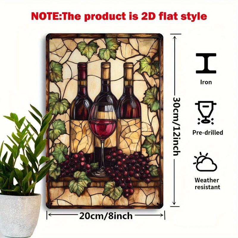 

x Inch Vintage Wine Bottle Vine Iron Sign Vineyard Cellar Restaurant Wall Decor Wine Lover Gift 20x30cm（7.8x11.8inch）