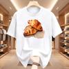 Funny Croissant Cat T-Shirt Novelty Cat Vs Croissant Meme Graphic Tee Short Sleeve Top Food Animal Tshirt Men Women