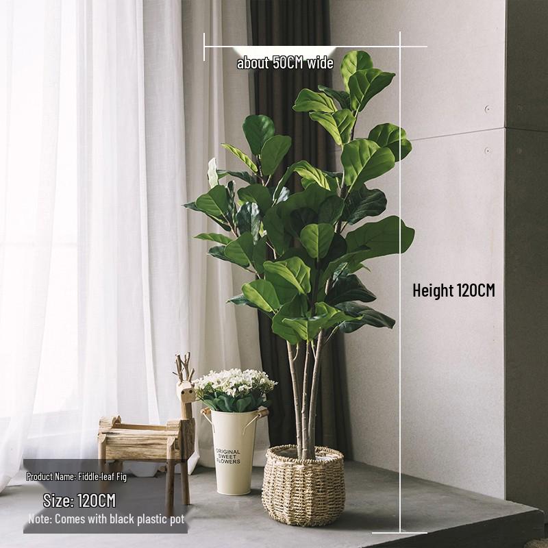Luxury Fiddle-Leaf Fig Artificial Tree - Large Indoor Potted Plant Decor.