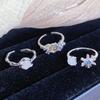 Cold Moonstone Snowflake Opening Ring Niche High-End Women'S Fashion Personality Light Luxury Ring