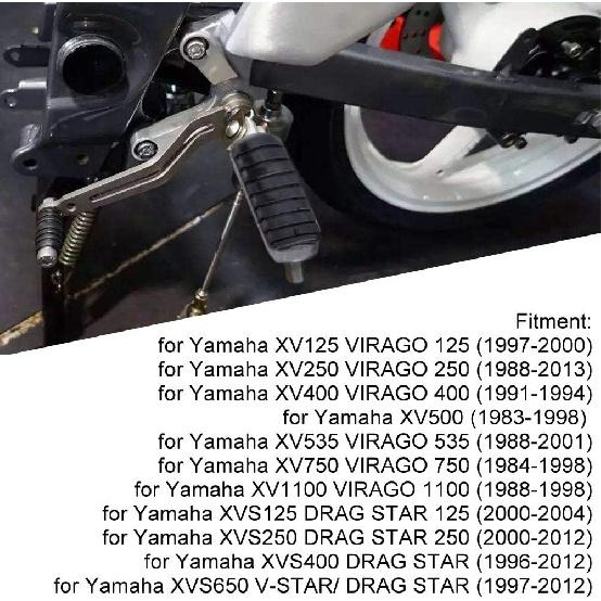 Qiilu Motorrad Fußrasten Anti-Rutsch Gummi Vordere Fußrasten Fußstütze Trittbrett für XV250 XV125 XV400 XV500 XV535 XV750 XV1100 XVS125 XVS250 XVS400