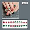 24Pcs Christmas Themed Press on Tips Scintillate Lined Striped Christmas Snowflake Design Short Square Artificial Nail Tips
