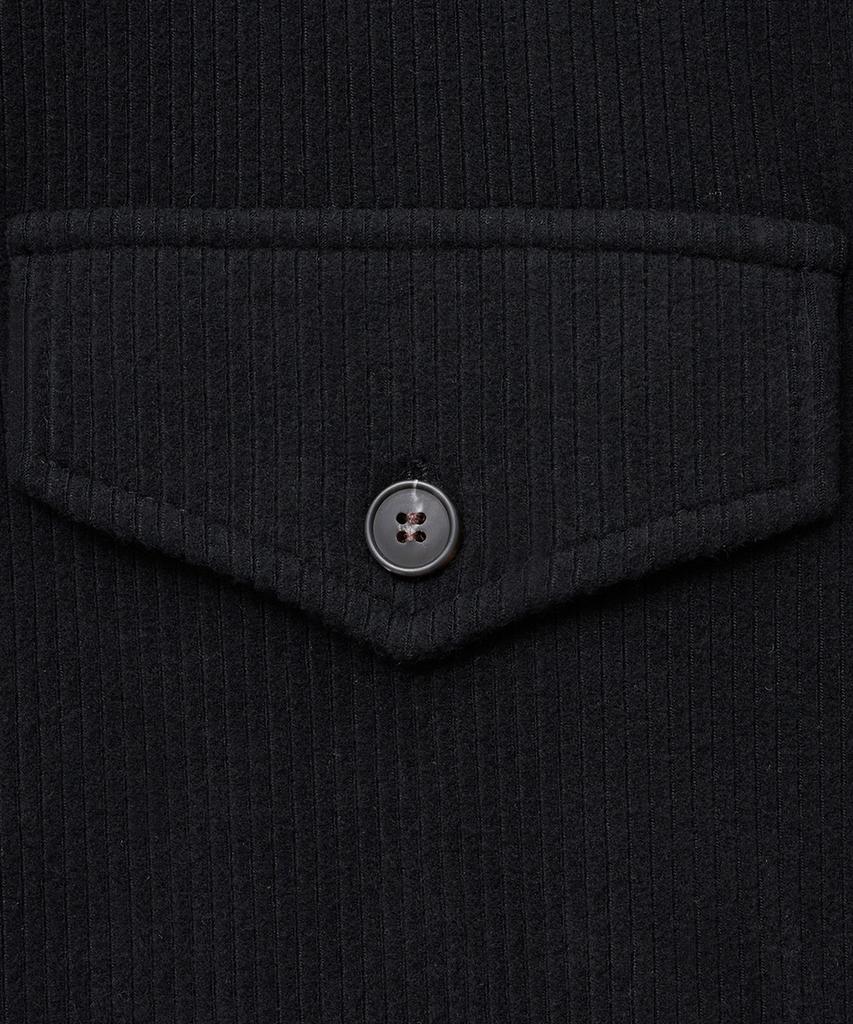 NOIRER Ribbed Henley Neck Long Sleeve T-Shirt (Black)
