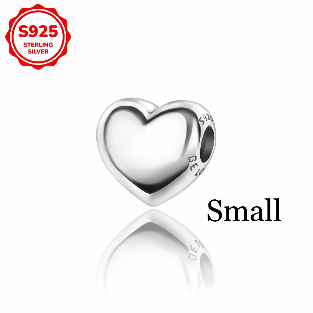 New 925 Silver Colorful Shine Heart Shaped Charms Beads Fit Snake Chain Bracelet Necklace Women DIY Fine Jewelry Gifts