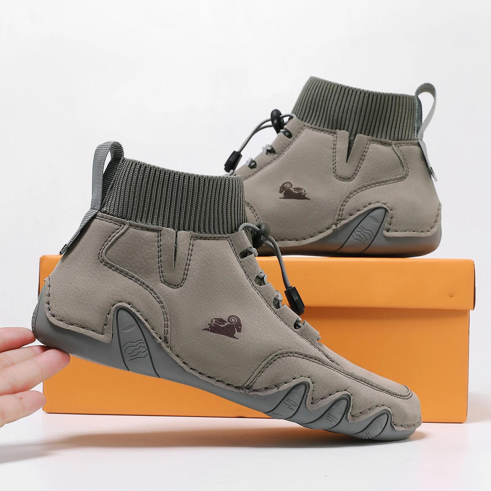 Парные повседневные кожаные ботинки для мужчин и женщин больших размеров — фото 4