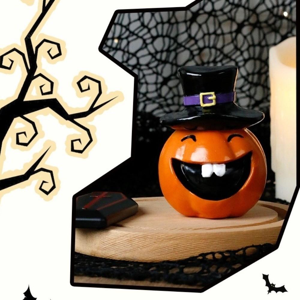 Cartoon Pumpkins Figurine Resin 3D Printed Statue Creative Halloween Miniature Dashboard