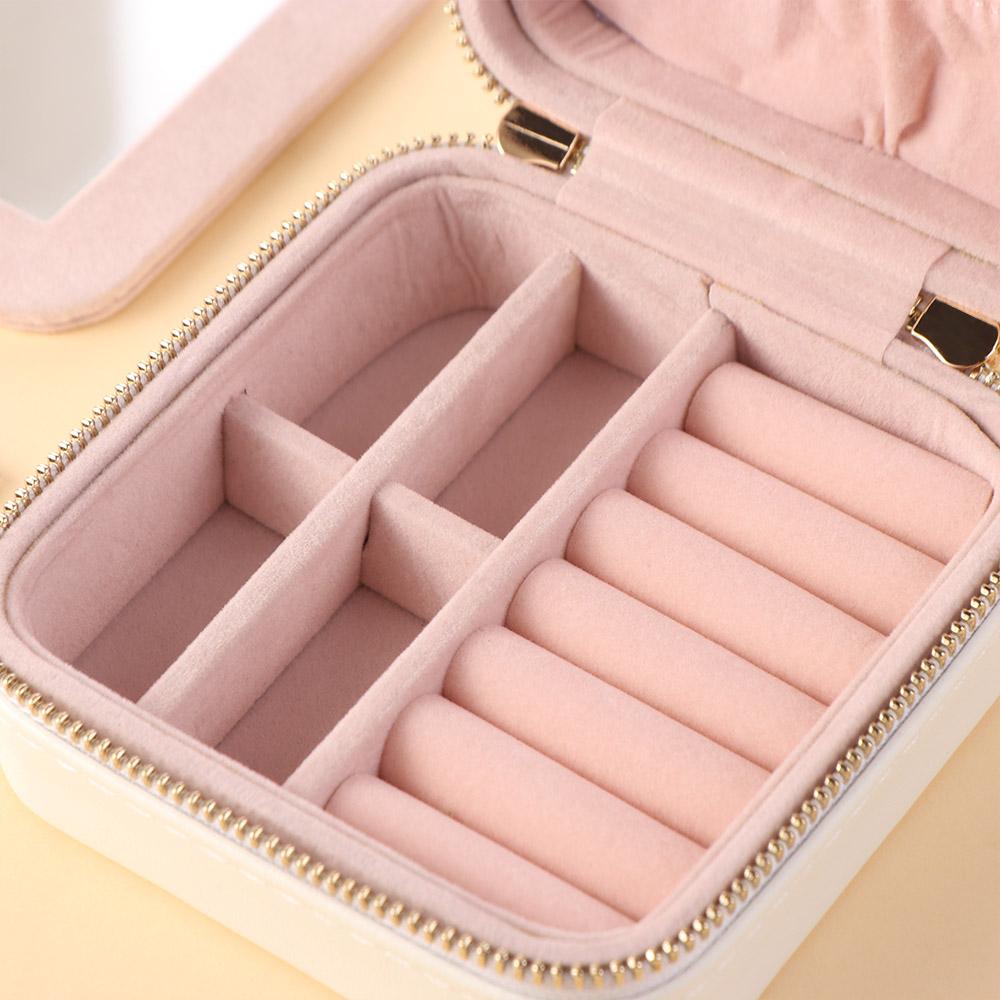 Solid Color Jewelry Storage Case Detachable Necklace Storage Box Fashion Mirror Jewelry Box Travel