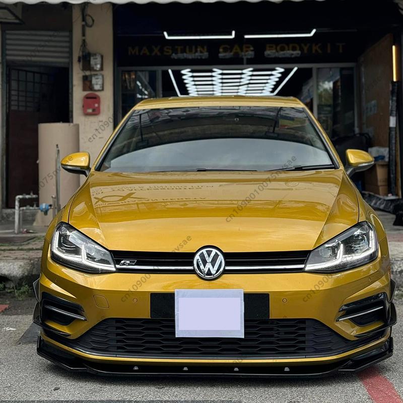 MAXTON Style Car Front Bumper Lip Chin Spoiler Splitter for VW Golf Mk7.5 R-Line&R 2017-2020 Front Bumper Cap Spoiler Bodykit