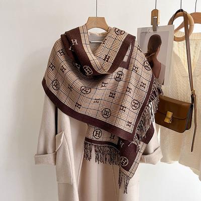 New Letter Fringed Scarf Men's and Women's High-end Scarf Fashionable Thickened Versatile Shawl