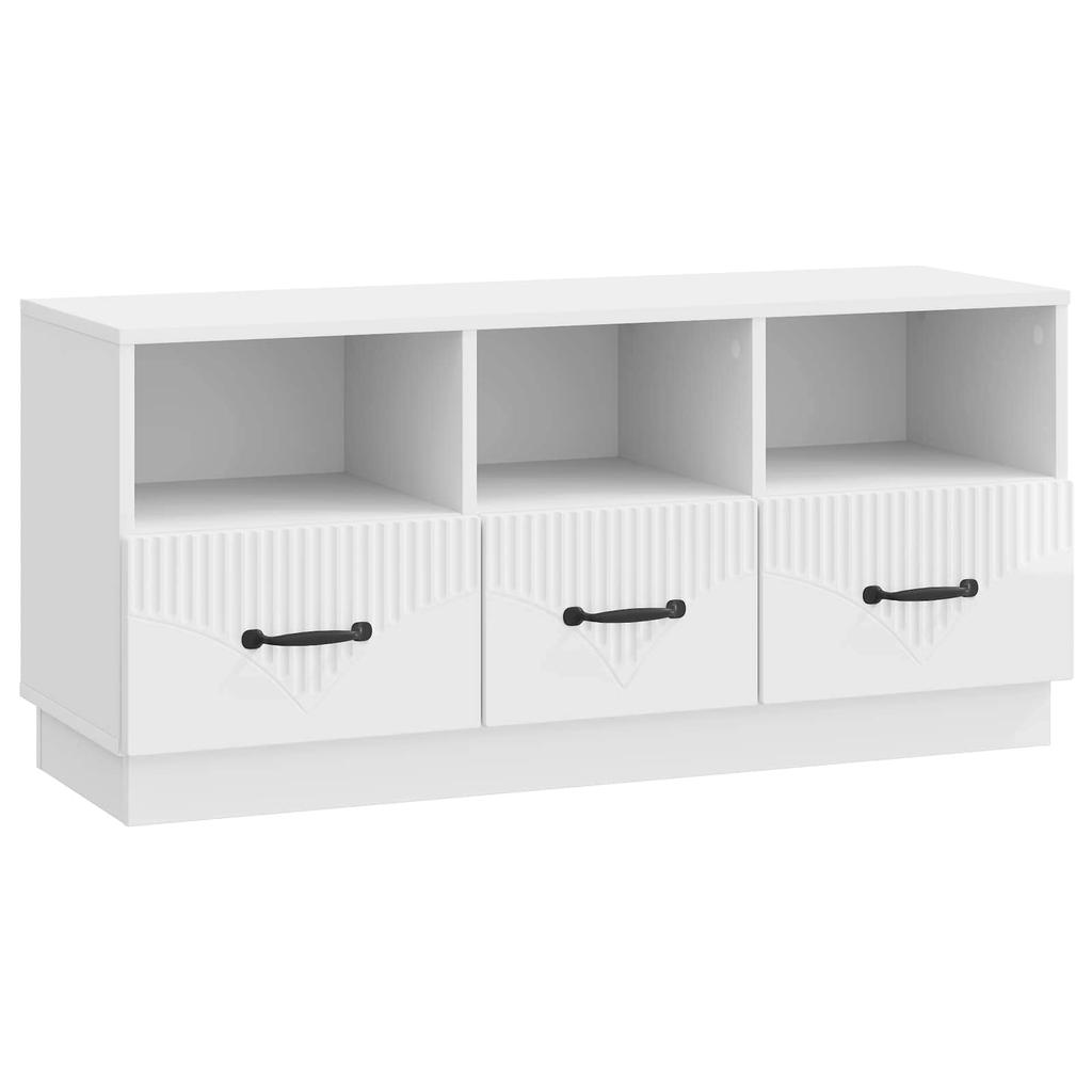 TV Stand High Gloss White 102 x 34.5 x 47 cm Engineered Wood