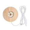 LED Light Base USB Interface Oak Wood Material Round 2cm 0.8in Thickness Glowing Decorative Display Lamp for Home 5V