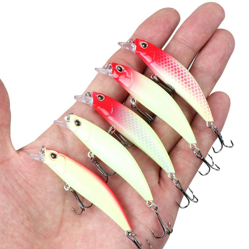 5PCSLuminous Minnow Set5g /6.5g /8g Sinking artificial bait for sea fishing of mackerel and bass