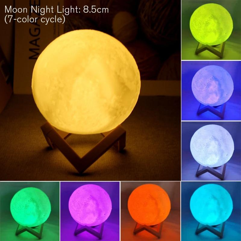 LED Moon Galaxy Night Light DIY 3D Moon Lamp Warm Color Lighting Creative Birthday Gift for Kids Girls Boys Women Bedroom Home Decor