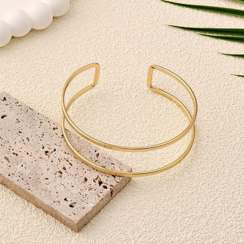 Vintage Minimalist Upper Opening Arm Bracelet for Women Fashion Geometric Gold Color Circular Bangles Boho Jewelry Party Gifts