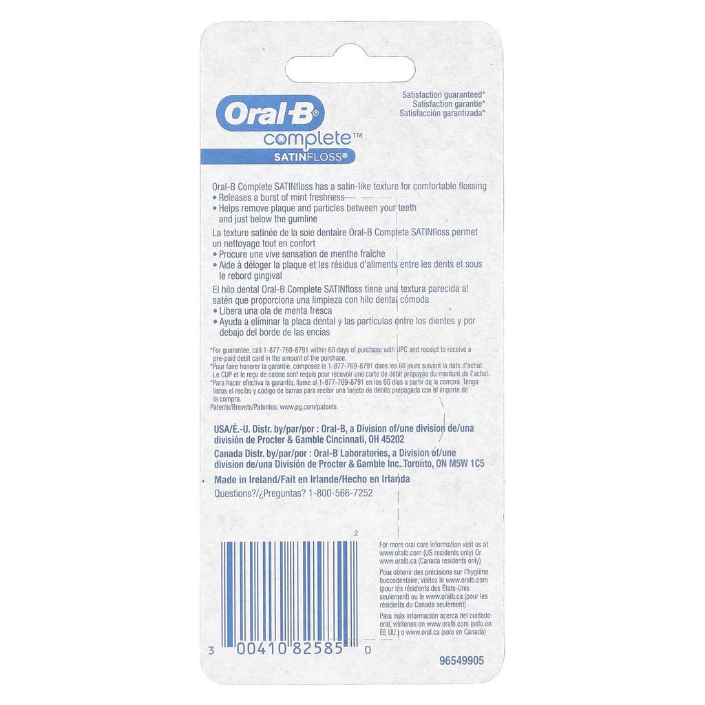 Oral-B Complete, Satinfloss, Mint, 2 Packs, 50M (54.6Yd) Each