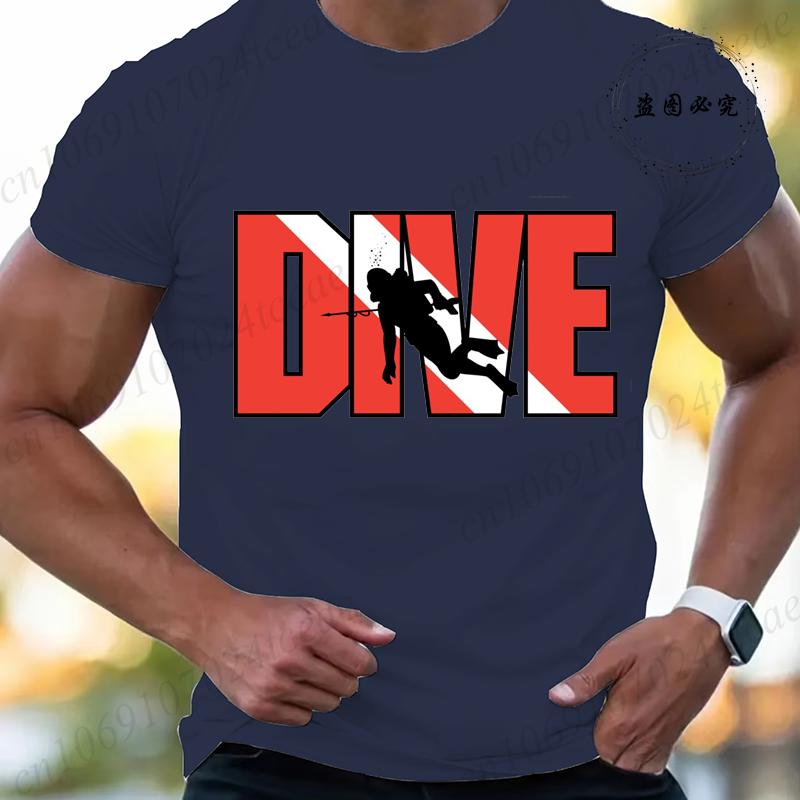 New Fashion T Shirt for Men Casual Short Sleeve Hip Hop Streetwear SCUBA Dive Print Tee Shirt Pullover Mens Women T-shirt Tops
