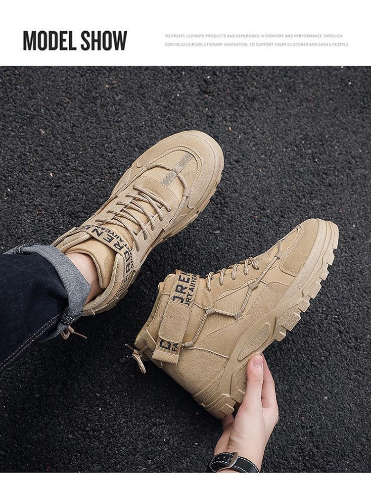 Men's High-Top Workwear Boots: Spring/Autumn, Korean-Style, British-Inspired Casual Fashion.