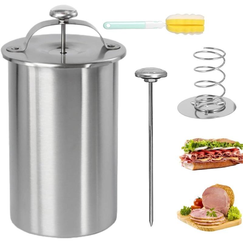 Výrobník šunky z nerezové oceli lis na maso hrnec lis na uzeniny s teploměrem pro vepřové drůbež vaření kuchyňské doplňky