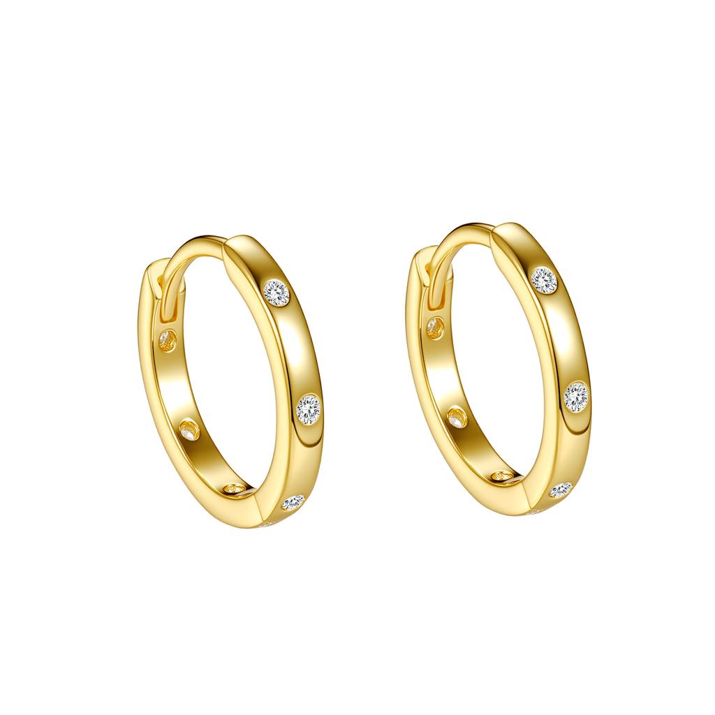 S925 Sterling Silver Mini Huggie Hoop Earrings CZ Inlay Gold Silver Plated Small Stackable Cartilage Earrings for Women