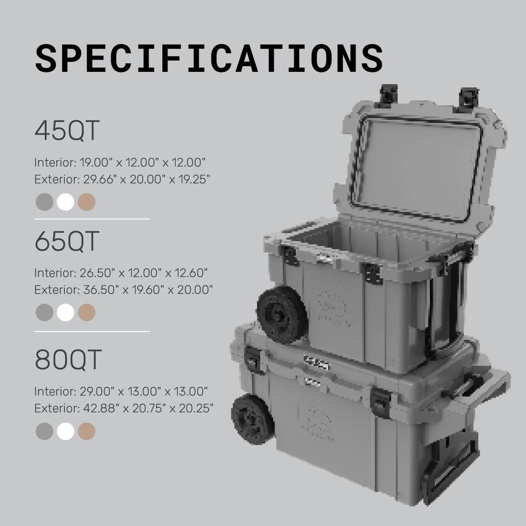 Pelican 45QW Elite Kühlbox mit Rollen, Hellbraun, 45QW-2-TAN