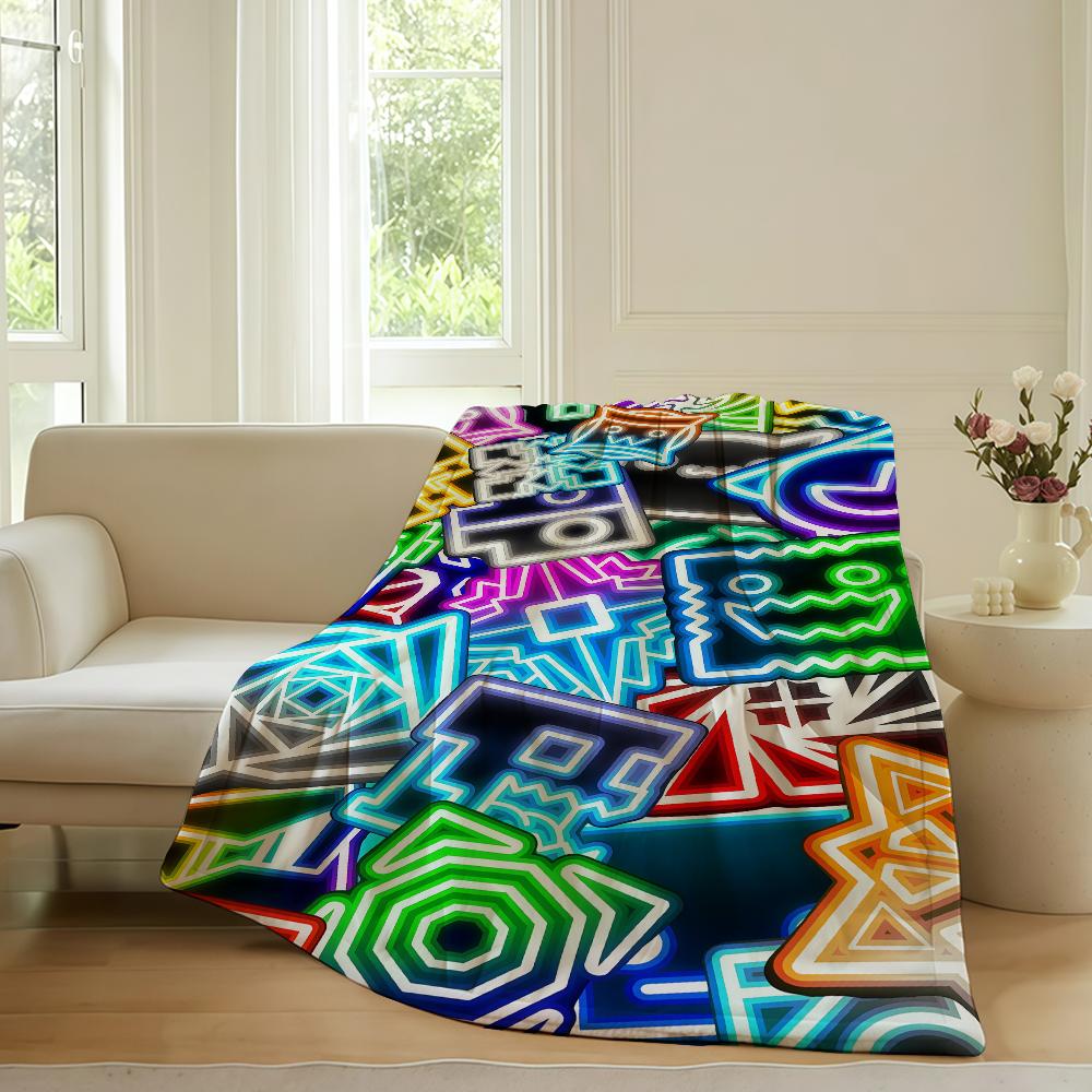 Video game G Geometry D Dash Blanket For Sofa Office Bed Plane Travel Sleep Read Relax Camping Soft And Warm