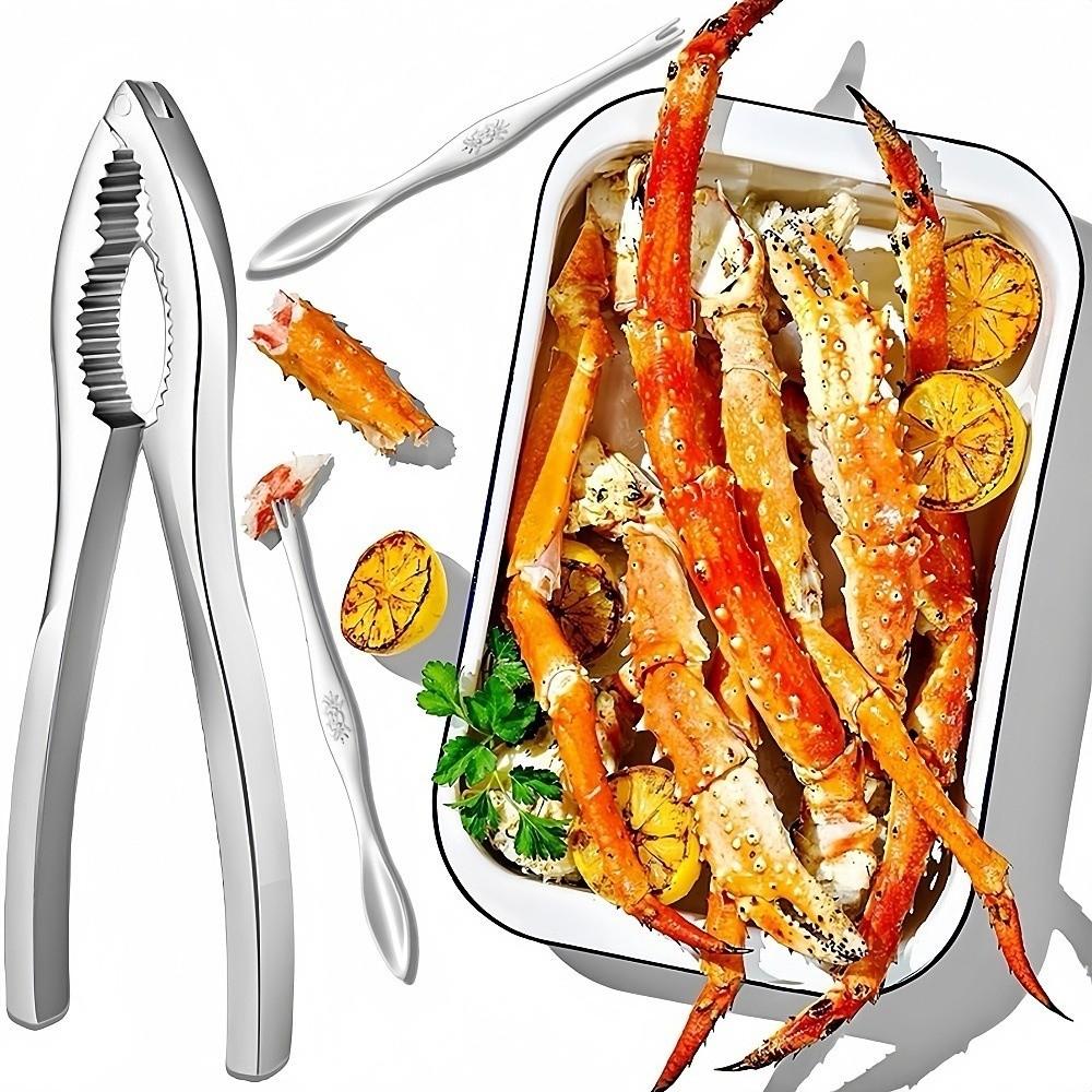 Zestaw 3 szt. Wielofunkcyjny Zestaw Szczypiec i Wykałaczek do Krabów i Homarów Szczypce do Krabów ze Stali Nierdzewnej Dom