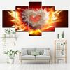Canvas Painting Heart Fire 5 Pieces Wall Art Painting Modular Wallpapers Poster Print for Living Room Home Decor