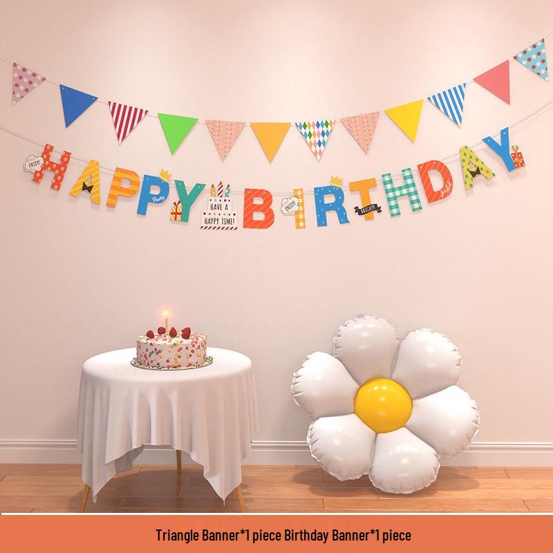 Birthday Pom Pom Bunting Set for Kids - First Party Decor & Photo Props