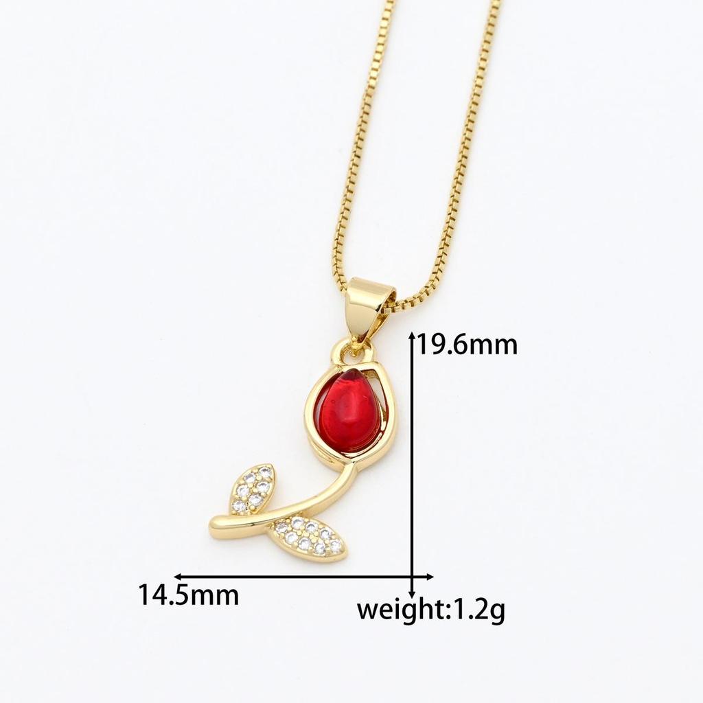 Zirkonia Tulpe Sonnenblume Anhänger Halskette - Luxuriöse Damen Schlüsselbein Kette Accessoires