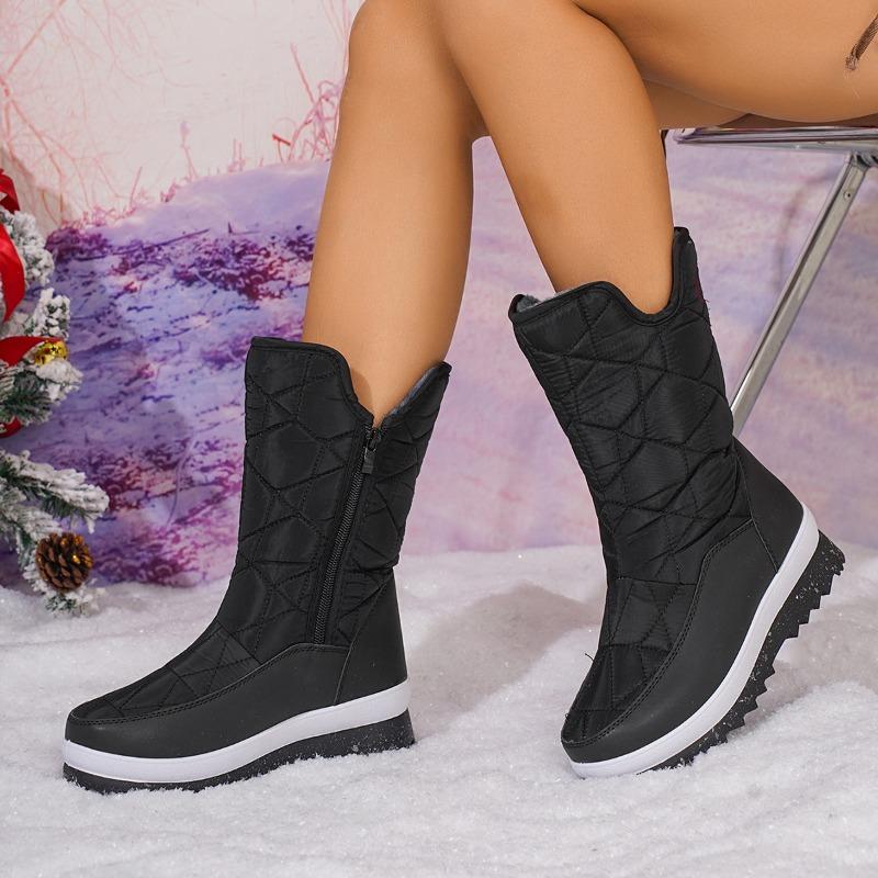 Grenzüberschreitende neue mittelgroße Stiefel mit hohem Schaft, warm und wasserdicht, Schneestiefel für Damen, Außenhandel, dicksohlige, rutschfeste, gefütterte Baumwollschuhe