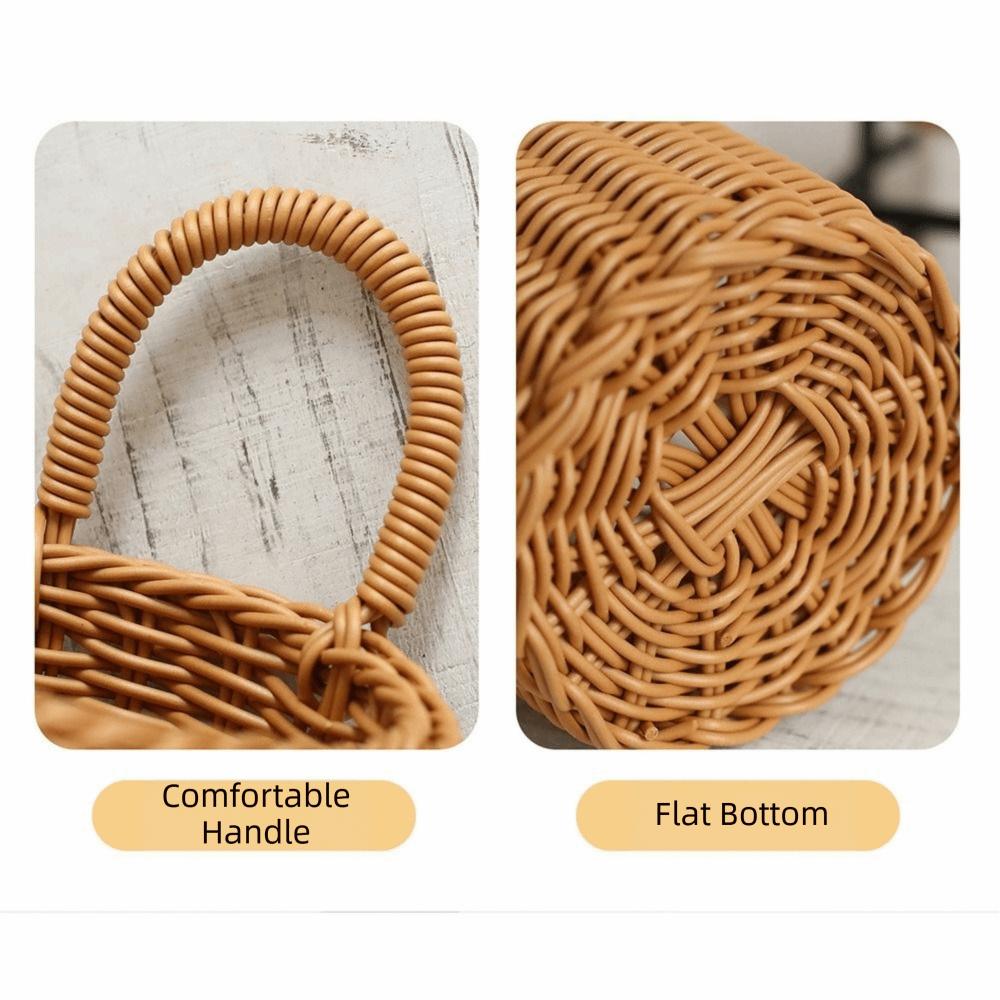 Brown Wall Mounted Storage Basket Hand-weave Flower Basket Durable Hanging Basket  Home Decoration