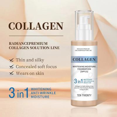 Kollagen 3in1 Aufhellend Anti-Falten Feuchtigkeits Foundation #23 Natural Beige 100ml (3 Optionen) + ZUFÄLLIGES GESCHENK