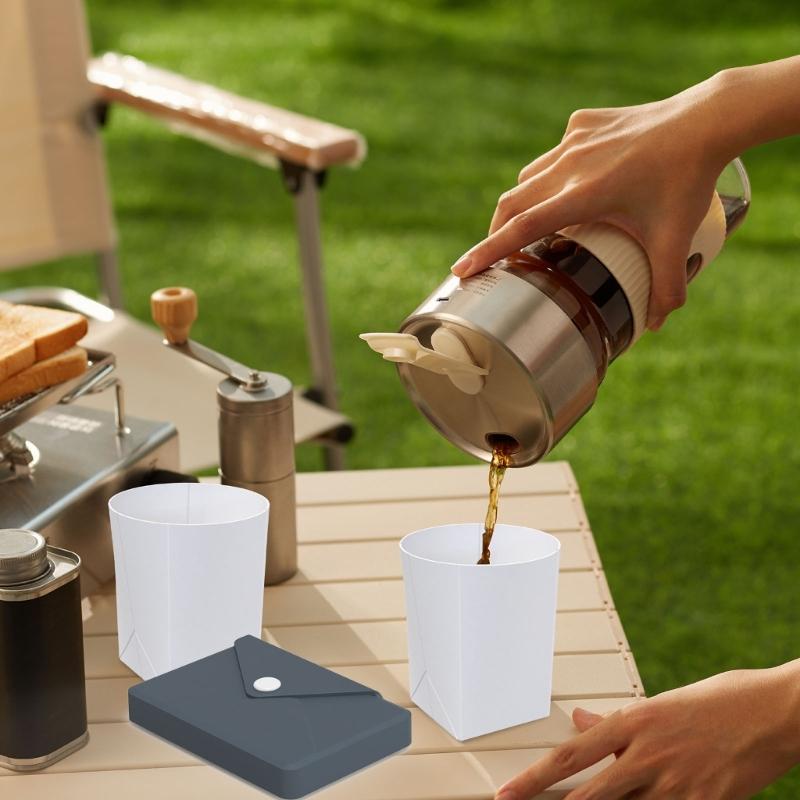 Outdoor Travel Folding Water Cup with Storage Bag Flexible Journey Container for Outdoor Camping Hiking