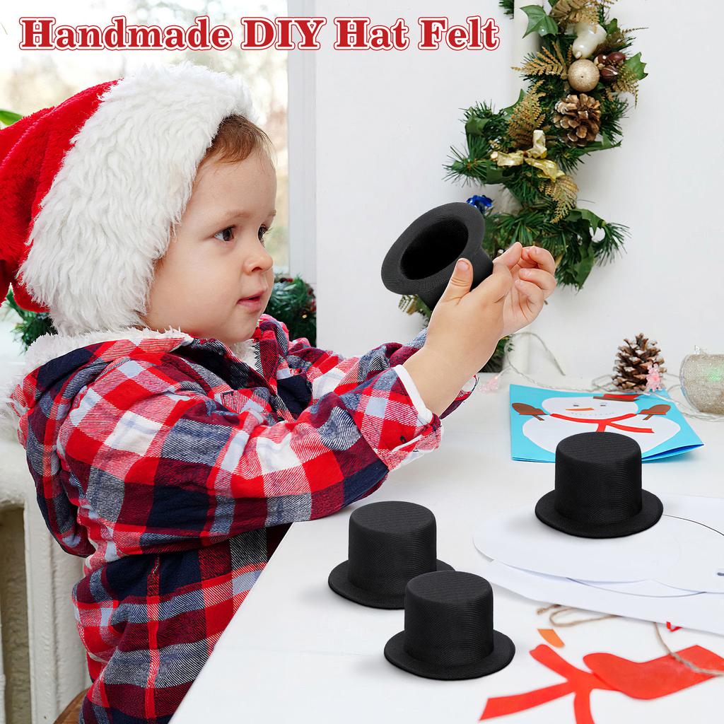 4Pcs Mini Snowman Hats Small Top Hat Decorative Cylinder Cap for Handmade Crafts Christmas Decoration Mini Snowman Hat