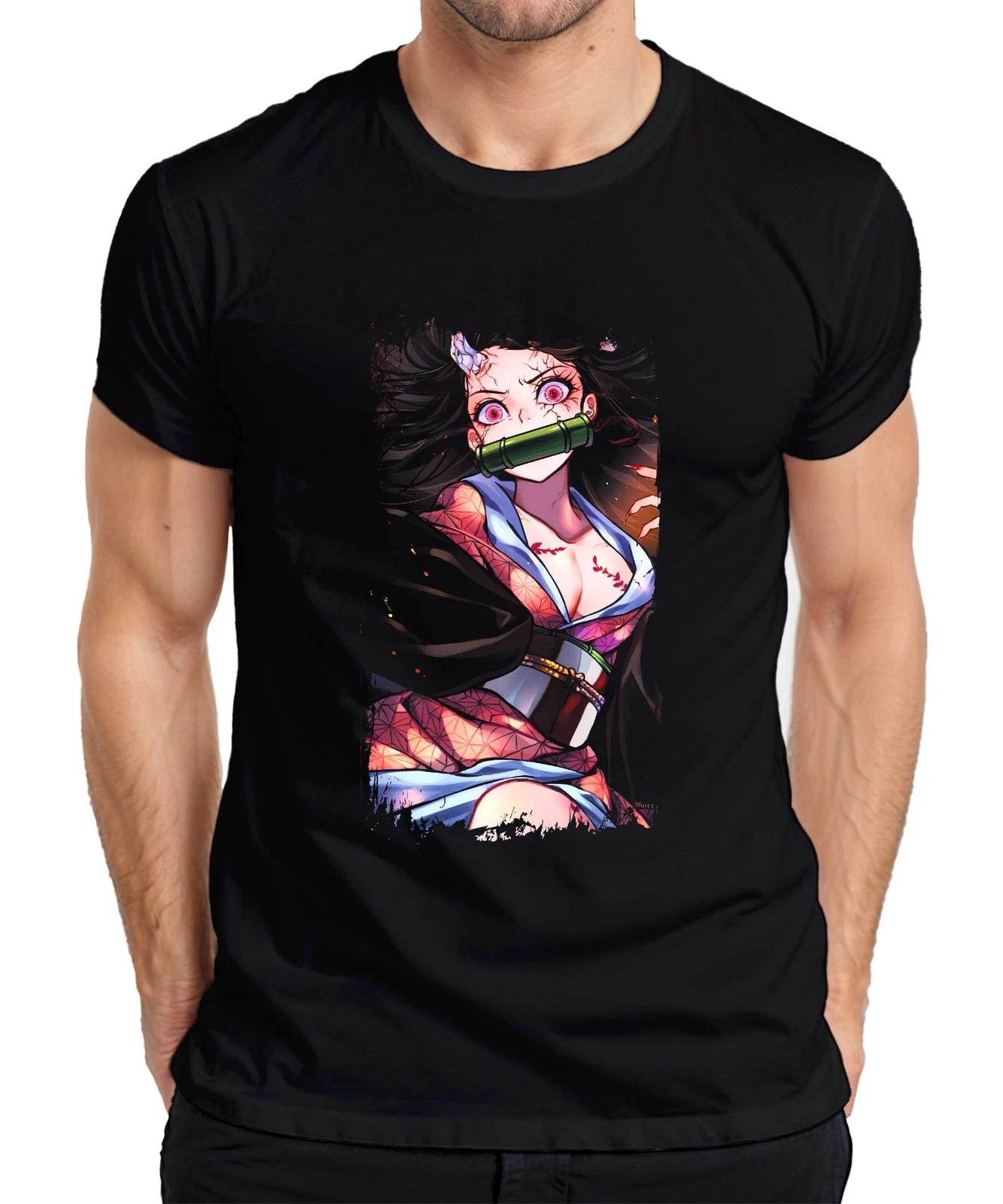 Nezuko Demon Slayer Bambusknebel rosa Augen Geschenk manga kawaii Herren T-Shirt XXL
