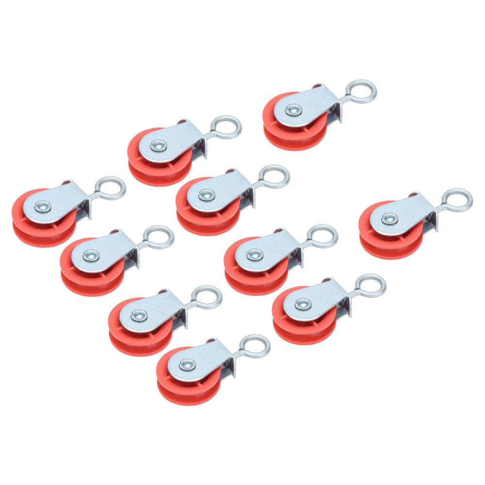 10pcs Single Groove Fixed Pulley Red Plastic Wheel Automatic Waterline Pulley Chicken House