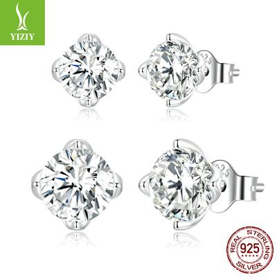 Platinum Plated With Certificate Moissanite Stacked Earrings, Fresh Niche 925 Tremella Jewelry