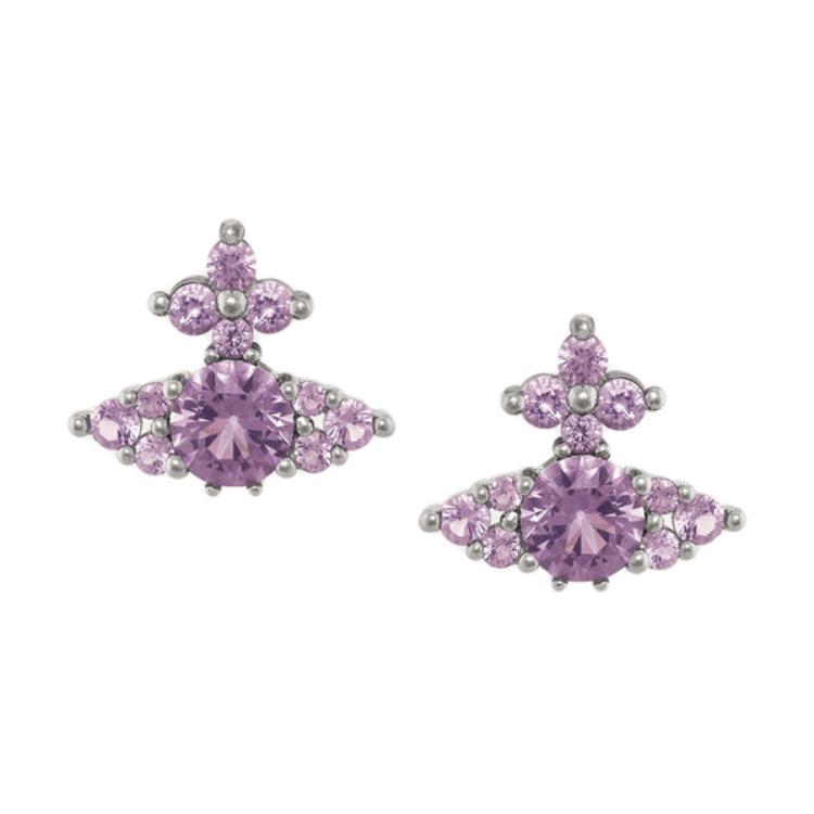 

Vivienne Westwood Saturn Crown Shaped Full Rhinestone Earrings Women earrings Silver Purple 62010388-02P250 Basic Packaging-Dust Bag+Box